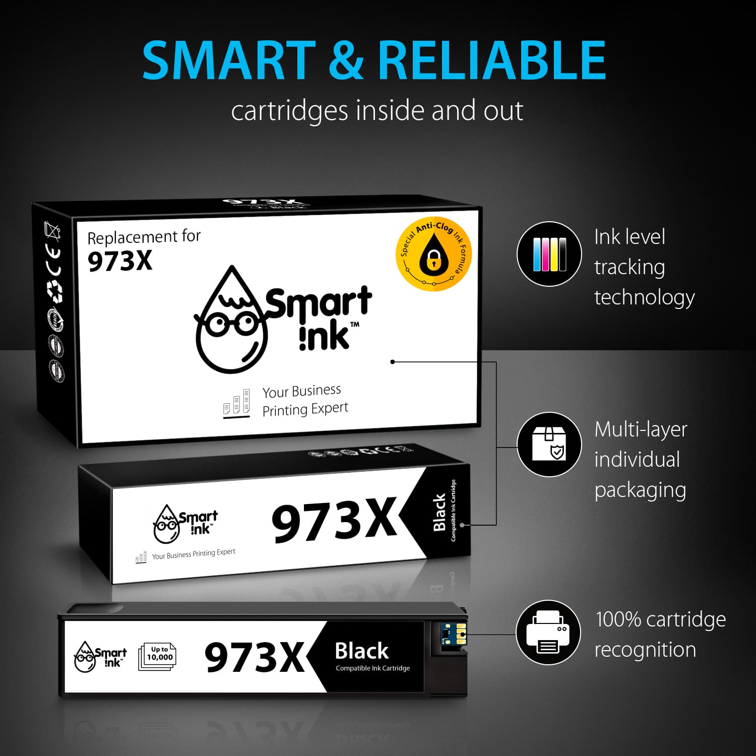 Get Compatible HP 973X 2 Black Pack Ink Cartridges Smartink Pro