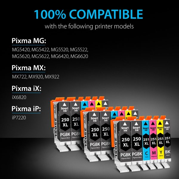 Compatible Ink Cartridge Replacement for Canon 250, 251 XL (18 pack), Smart Ink - Image 3