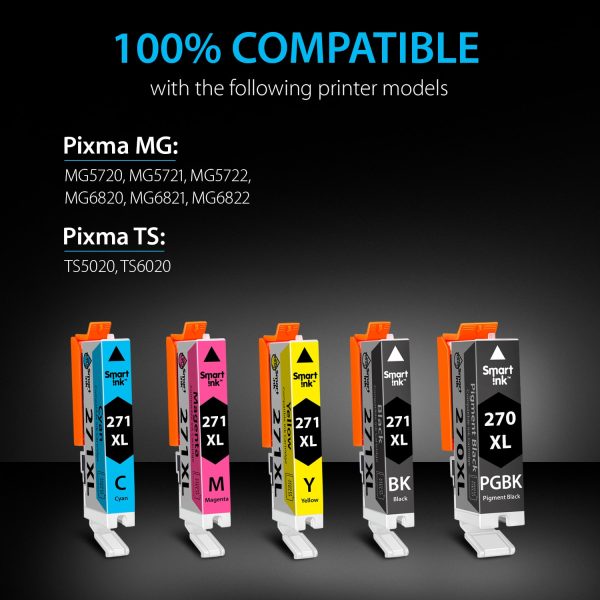 Compatible Ink Cartridge Replacement for Canon 270 XL, 271 XL (5 pack), Smart Ink - Image 3