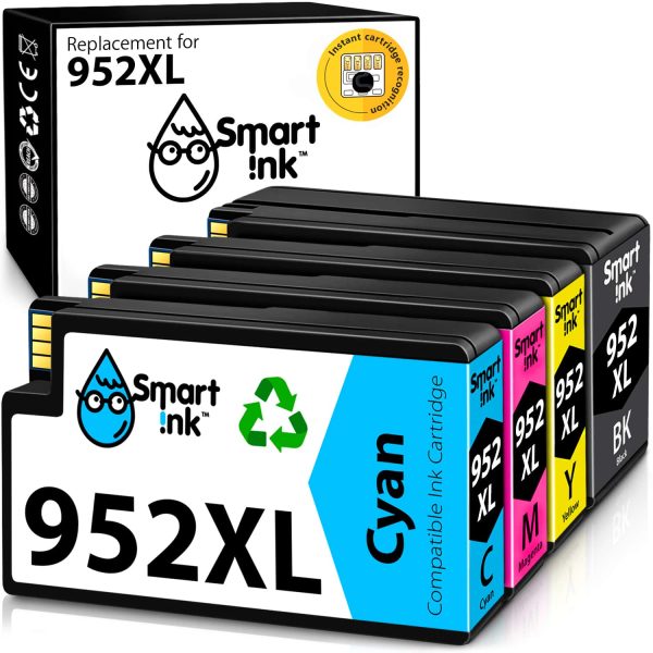 Compatible HP 952 Ink Cartridge Replacement (4 pack), Smart Ink