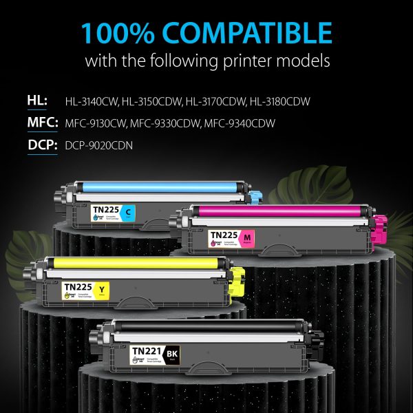 Compatible Toner Cartridge Replacement for Brother TN 221, TN 225 (4 pack), Smart Ink - Image 2