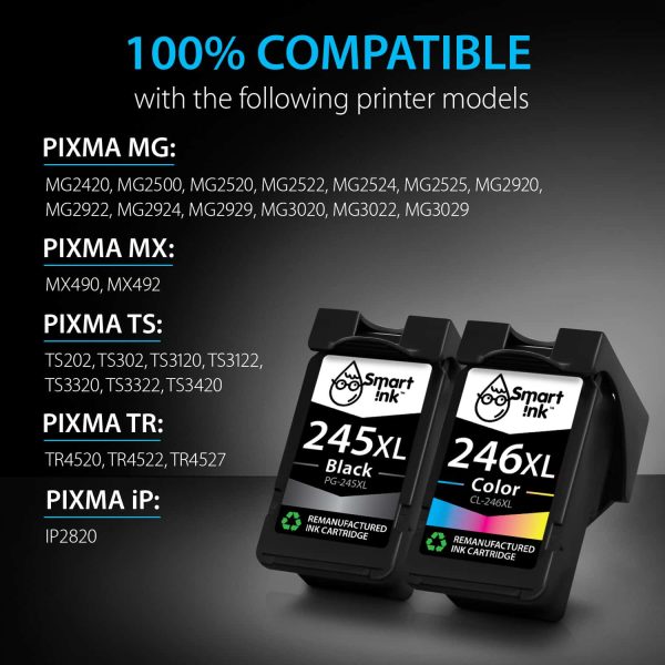 Remanufactured Canon Ink 245 246 Cartridge Replacement (2 pack), Smart Ink - Image 3