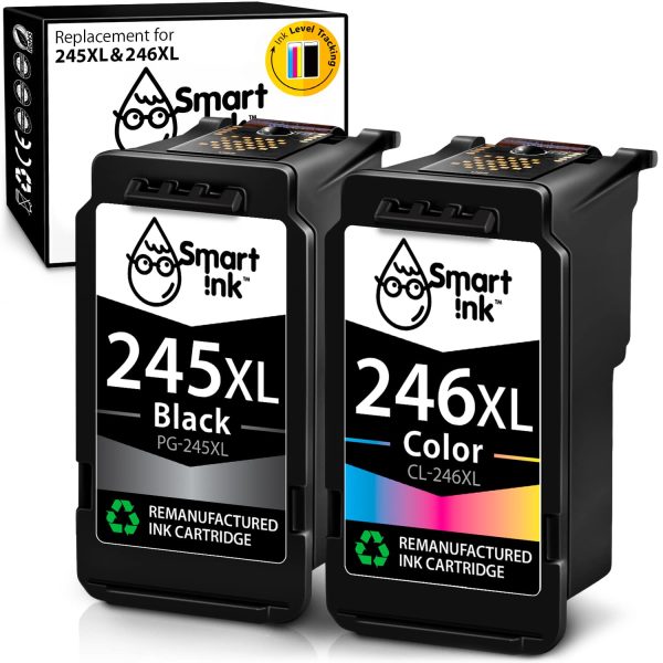 Remanufactured Canon Ink 245 246 Cartridge Replacement (2 pack), Smart Ink