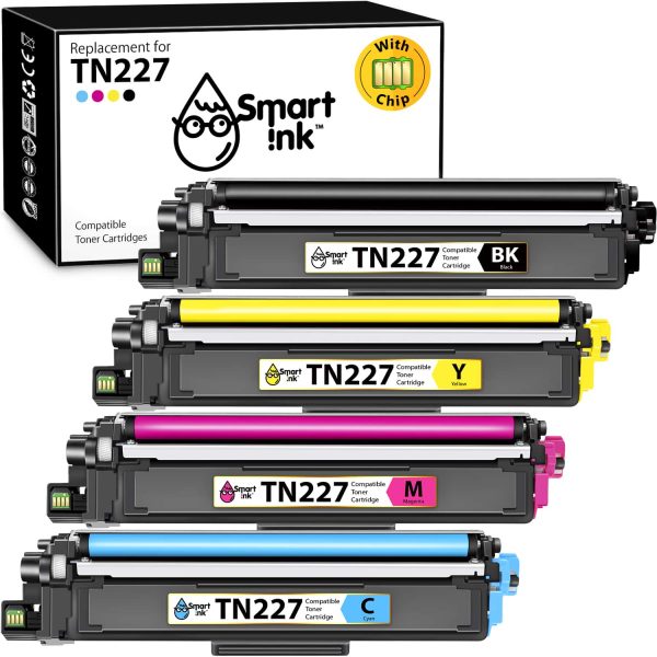 Compatible Toner Cartridge Replacement for Brother TN 223, TN 227 (4 pack), Smart Ink