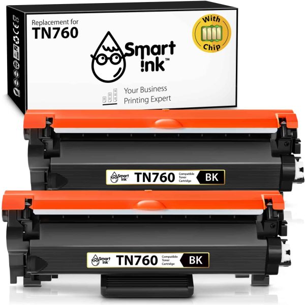 Compatible Brother TN760 Brother TN730 Toner Cartridge Replacement (2 pack), Smart Ink