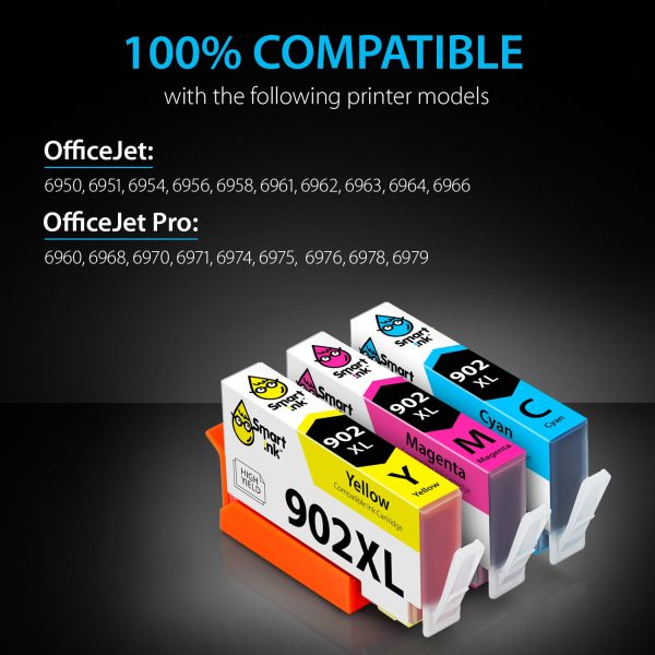 Compatible HP 902 ink Cartridge Replacement (3 pack), Smart Ink - Image 2