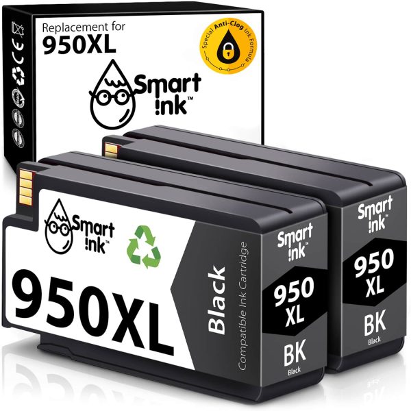 Compatible Ink Cartridge Replacement for HP 950 XL (2 Black), Smart Ink