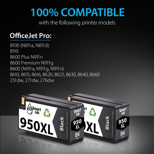 Compatible Ink Cartridge Replacement for HP 950 XL (2 Black), Smart Ink - Image 2