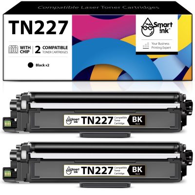 Compatible Toner Cartridge Replacement for Brother TN 227 (2 black pack), Smart Ink