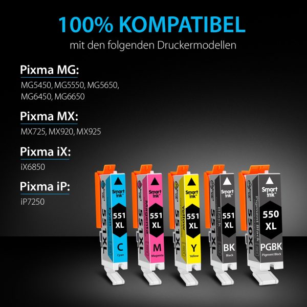 Kompatible Druckerpatronen für Canon 550 XL, 551 XL (5er Pack), Smart Ink – Bild 3