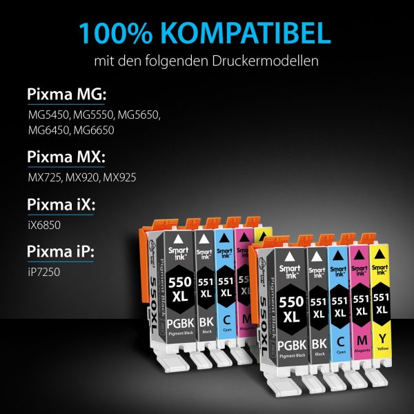 Kompatible Druckerpatronen für Canon 550 XL, 551 XL (10er Pack), Smart Ink – Bild 3