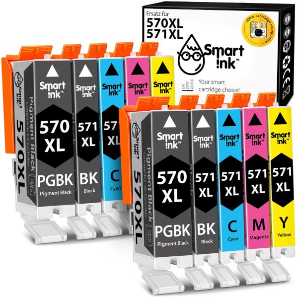 Kompatible Druckerpatronen für Canon 570 XL, 571 XL (10er Pack), Smart Ink