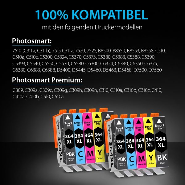 Kompatible Druckerpatronen HP 364 XL (10er Pack mit Foto Schwarz), Smart Ink – Bild 3