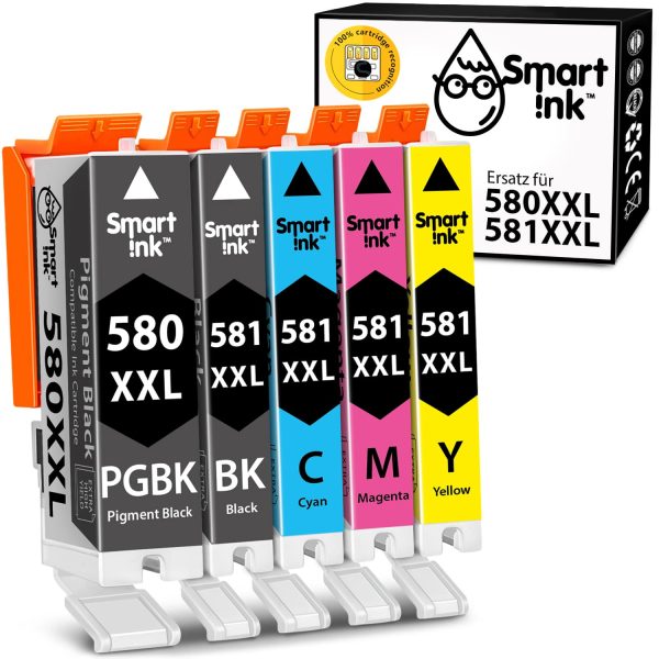 Kompatible Druckerpatronen für Canon 580 XXL, 581 XXL (5er Pack), Smart Ink