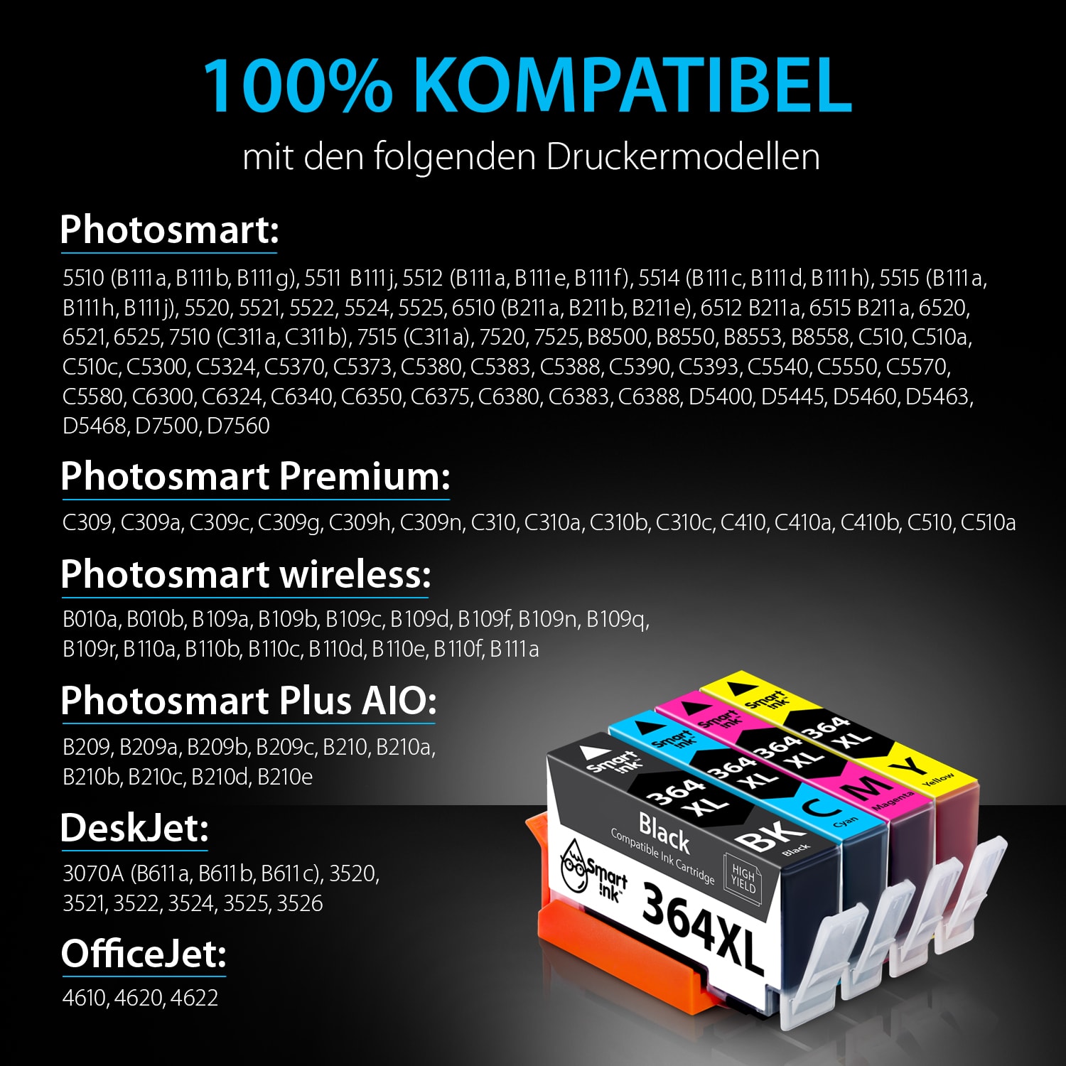 3 Druckerpatronen Black BK Für HP 364 XL Deskjet 3520 3522 - Foto 5