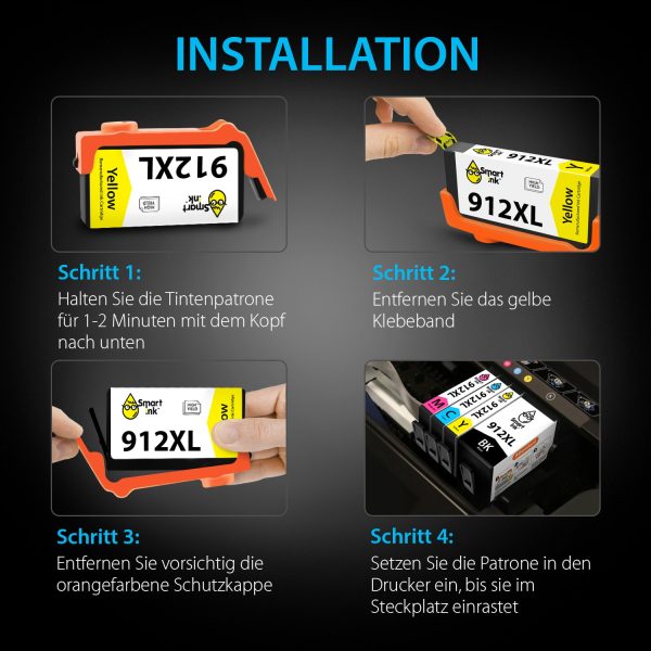 Wideraufbereitete Druckerpatronen für HP 912 XL Multipack (4er Pack), Smart Ink – Bild 7