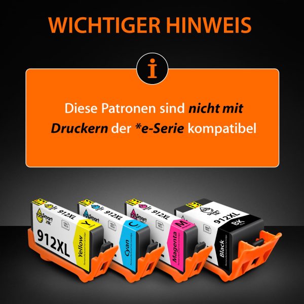 Wideraufbereitete Druckerpatronen für HP 912 XL Multipack (4er Pack), Smart Ink – Bild 2