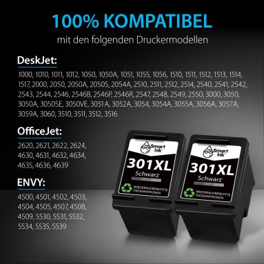 Smart Ink Wiederaufbereitete Druckerpatronen als Ersatz für HP 301XL 301 XL (2 Schwarz) – Bild 3