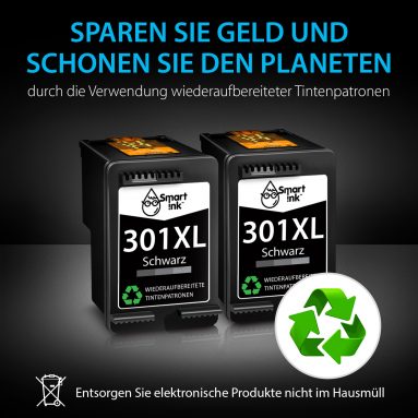 Smart Ink Wiederaufbereitete Druckerpatronen als Ersatz für HP 301XL 301 XL (2 Schwarz) – Bild 5