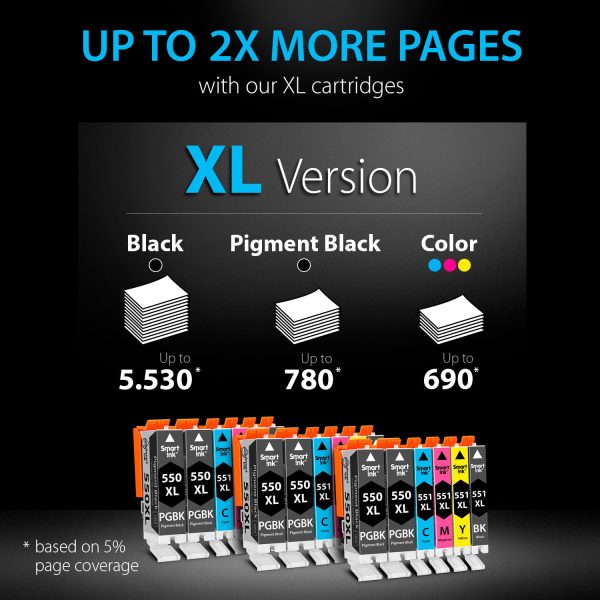 Compatible Ink Cartridge Replacement for Canon 550 XL, 551 XL (18 pack), Smart Ink - Image 6