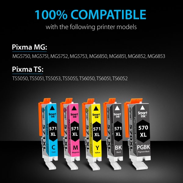 Compatible Ink Cartridge Replacement for Canon 570 XL, 571 XL (5 pack), Smart Ink - Image 3