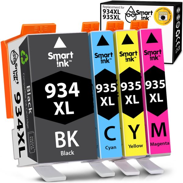 Replacement for HP 934XL / 935XL Compatible Black and Colour Ink Cartridge 4 pack, Smart Ink