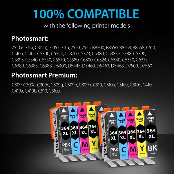 Compatible Ink Cartridge Replacement for HP 364 XL (10 pack with Photo Black), Smart Ink - Image 3