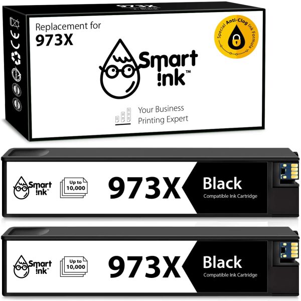 Compatible HP 973X Ink Cartridge Replacement (2 Black), Smart Ink