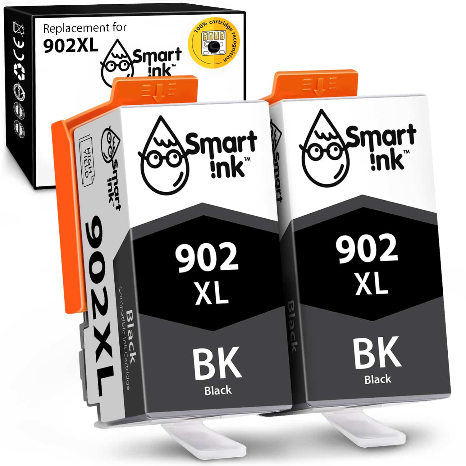 Compatible Ink Cartridge Replacement for HP 902 XL (2 pack), Smart Ink