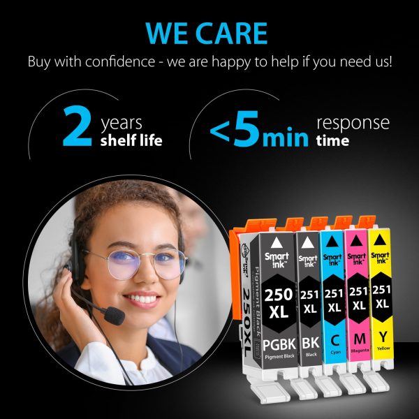 Compatible Ink Cartridge Replacement for Canon 250 XL, 251 XL (5 pack), Smart Ink - Image 6