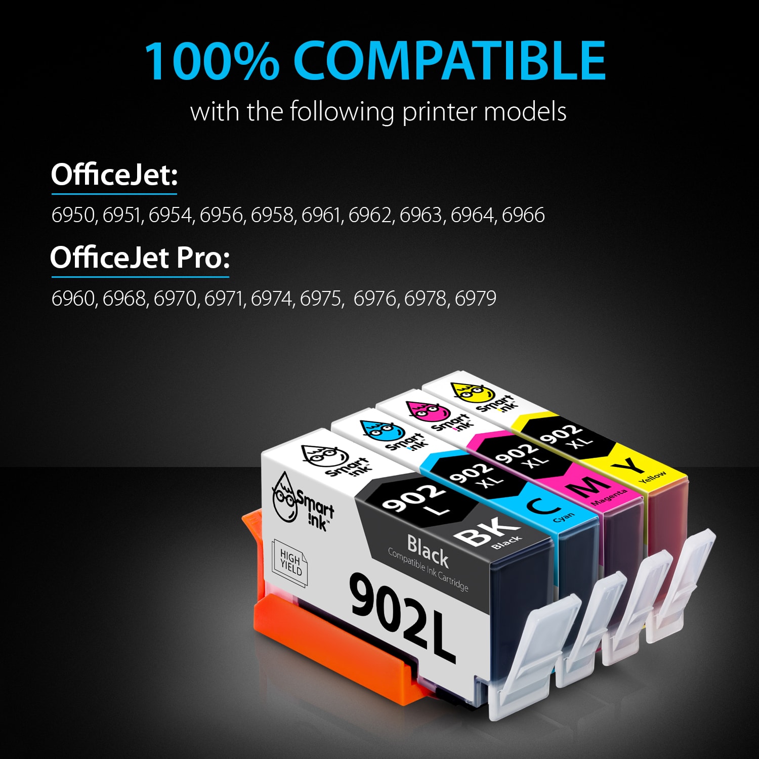 Compatible Ink Cartridge Replacement for HP 902 L, 902 XL (4 pack), Smart Ink - Image 2