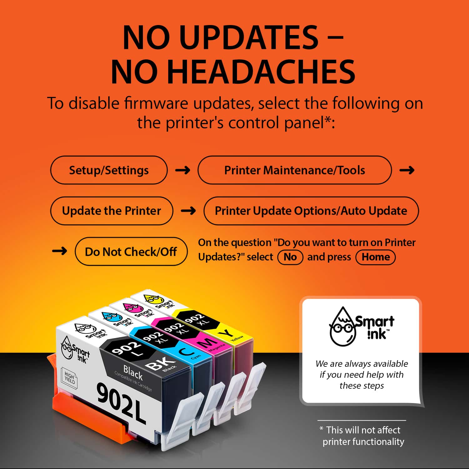 Smart Ink 互換インクカートリッジ HP 902 XL(4点パック) Get compatible HP 902 XL Ink Cartridges (4 Combo Pack