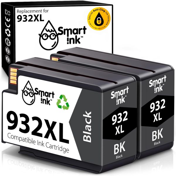 Compatible Ink Cartridge Replacement for HP 932 (2 Black), Smart Ink