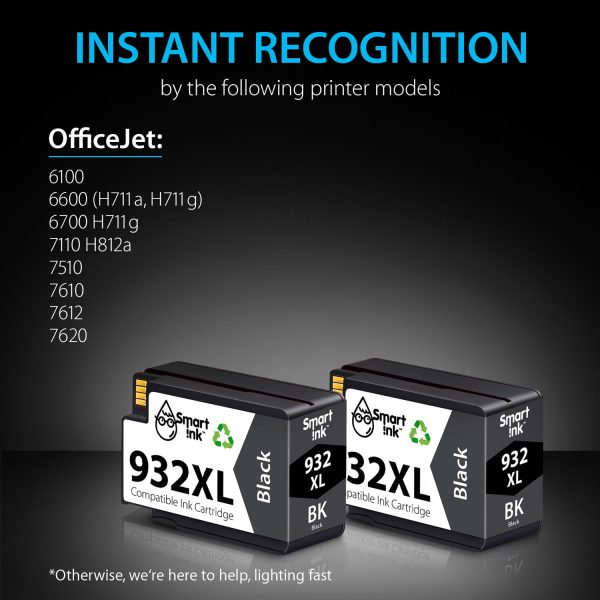 Compatible Ink Cartridge Replacement for HP 932 (2 Black), Smart Ink - Image 2