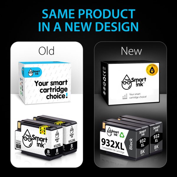Compatible Ink Cartridge Replacement for HP 932 (2 Black), Smart Ink - Image 3