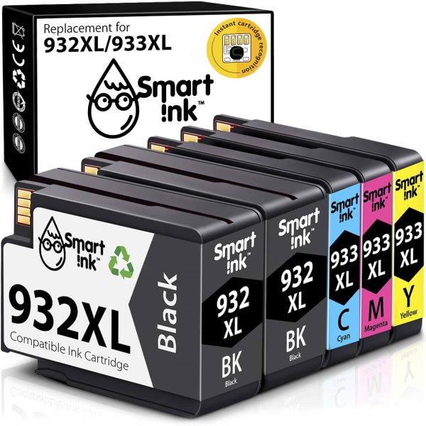 Compatible Ink Cartridge Replacement for HP 932, 933 XL (5 pack), Smart Ink
