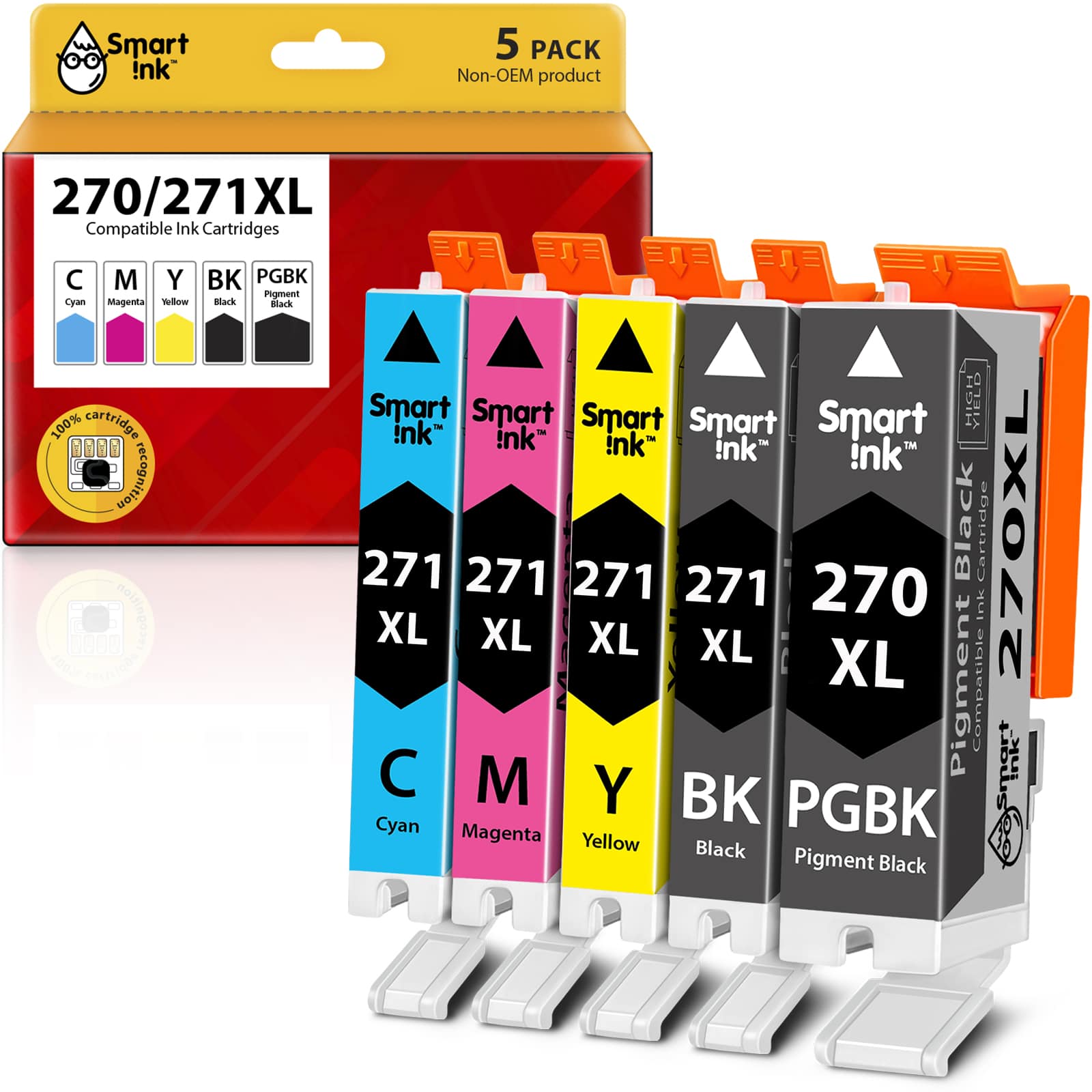 Compatible Ink Cartridge Replacement for Canon 270 XL, 271 XL (5 pack), Smart Ink