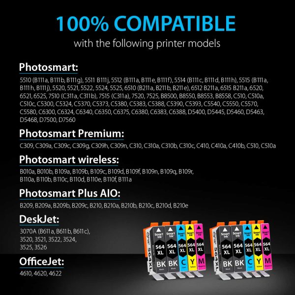 Compatible HP 564XL Combo Pack (10 Pack), Smart Ink - Image 2