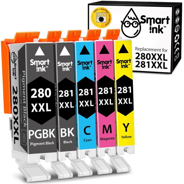 Compatible Canon 280 281 Ink XXL Cartridge Replacement (5 pack), Smart Ink