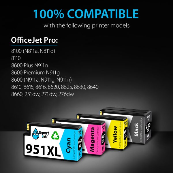 Compatible Ink Cartridge Replacement for HP 951, 950 XL (4 pack), Smart Ink - Image 2