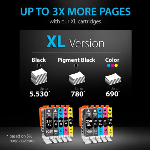 Compatible Ink Cartridge Replacement for Canon 250, 251 XL (10 pack), Smart Ink - Image 5