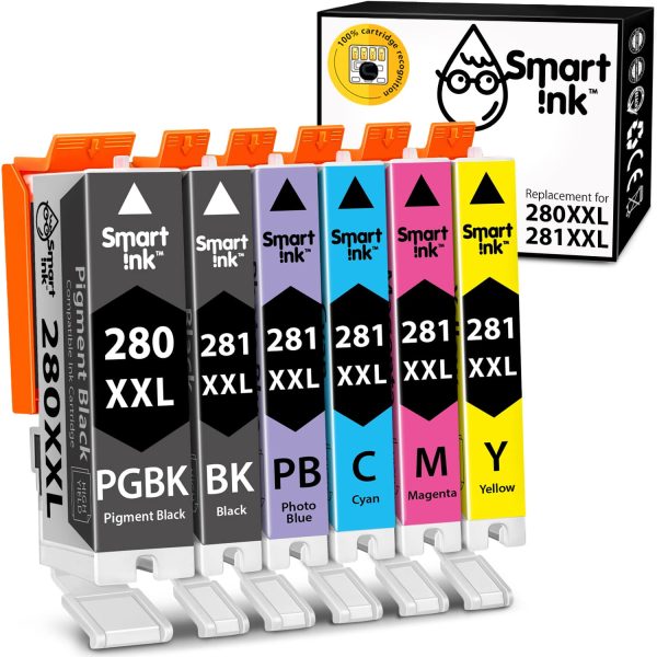 Compatible Ink Cartridge Replacement for Canon 280 XXL, 281 XXL (6 pack), Smart Ink