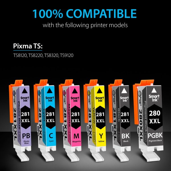 Compatible Ink Cartridge Replacement for Canon 280 XXL, 281 XXL (6 pack), Smart Ink - Image 2