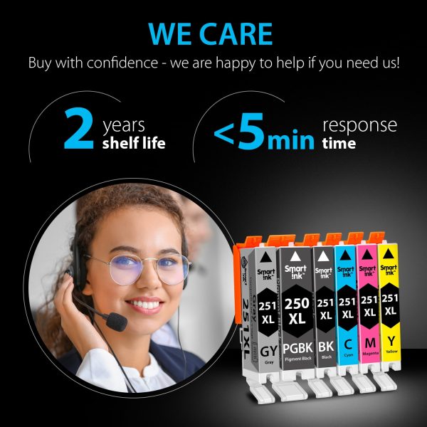 Compatible Ink Cartridge Replacement for Canon 250, 251 XL (6 pack), Smart Ink - Image 6