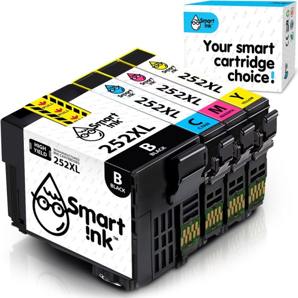 T252XL. Smart Ink Cartridge Replacement for Epson T252 XL (4 pack), Remanufactured