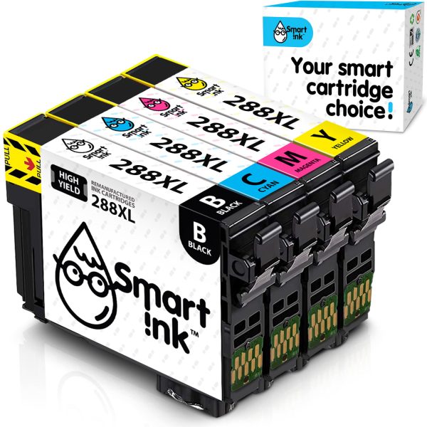 288XL. Smart Ink Cartridge Replacement for Epson T288 XL (4 pack), Remanufactured
