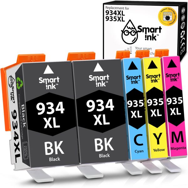 Compatible Ink Cartridge Replacement for HP 934, 935 XL (5 pack), Smart Ink