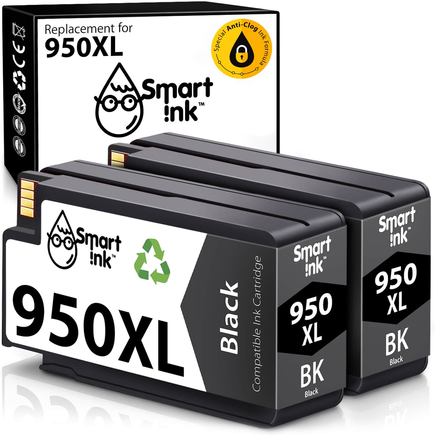 Get compatible HP 950 Black Ink Cartridges (2 pieces) | Smart Ink