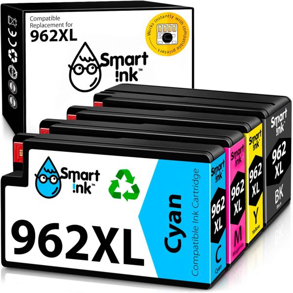Compatible HP 962 Ink Cartridge Replacement (4 pack), Smart Ink