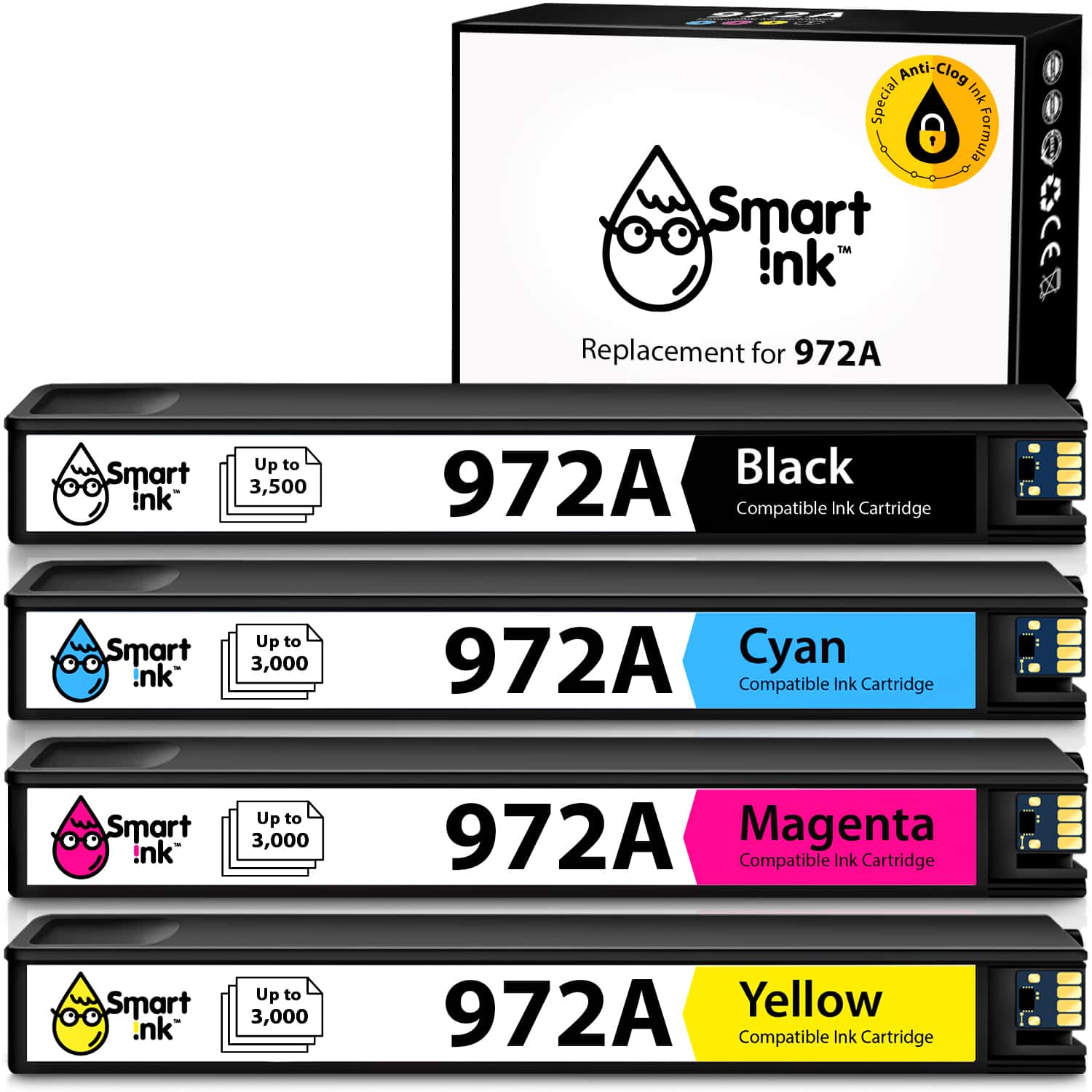 Get Compatible Hp 972a Ink Cartridges 4 Combo Pack Smart Ink 7123